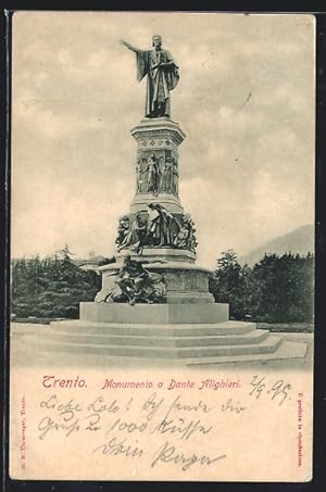 Bild des Verkufers fr Cartolina Trento, Monumento a Dante Alighieri zum Verkauf von Bartko-Reher