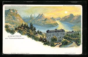 Künstler-Ansichtskarte C. Steinmann: Axenstein am Vierwaldstättersee, Haus mit Panorama