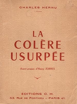 Immagine del venditore per LA COLERE USURPEE venduto da LIBRAIRIE PIMLICO