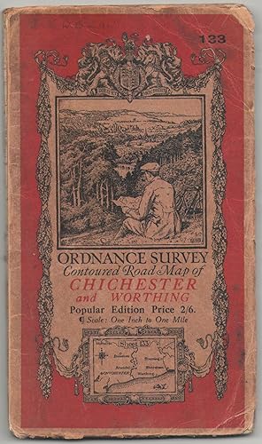 Ordnance Survey Contoured Road Map of Chichester and Worthing. Popular edition. Sheet 133
