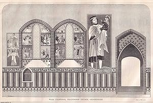 1864 : Wall Paintings, Headington Church, Oxfordshire. An original page from The Builder. An Illu...