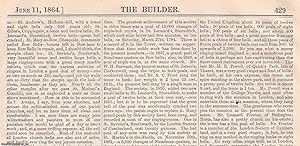 1864 : Belfries and Bell Ringers. Two original pages from The Builder. An Illustrated Weekly Maga...