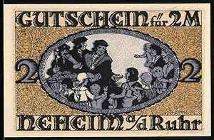 Bild des Verkufers fr Notgeld Neheim /Ruhr, 2 Mark, Wappen, Rathaus, Brcke, Kinder erhalten Brezeln zum Verkauf von Bartko-Reher