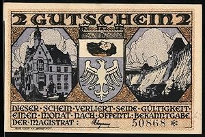Bild des Verkufers fr Notgeld Neheim /Ruhr, 2 Mark, Wappen, Rathaus, Brcke, Brotverteilung an Kinder zum Verkauf von Bartko-Reher