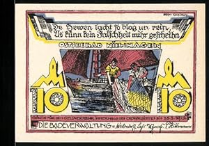 Bild des Verkufers fr Notgeld Nienhagen /Ostsee 1922, 10 Pfennig, Leuchtturm, Fischer mit Netzen zum Verkauf von Bartko-Reher