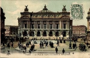 Ansichtskarte / Postkarte Paris XI, Place de Opéra und Metropolitain Station