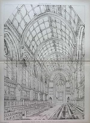 1886 : Marlborough College Chapel. G. F. Bodley and T. Garner, Architects. An original page from ...