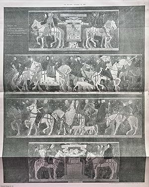 1902 : Design for a Frieze: The Canterbury Pilgrims. By W. A. Chase. An original page from The Bu...