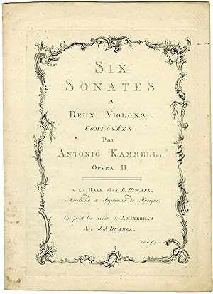 Antique Master Print-MUSIC-SHEET-SCORE-ANTONIO KAMMELL-Anonymous-c.18th.c.