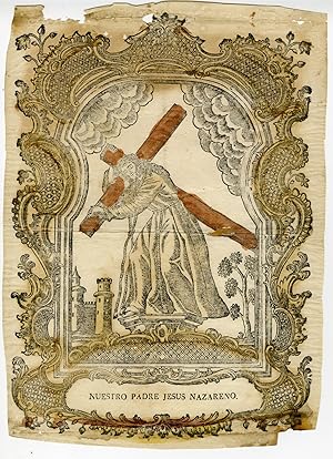 Antique Print-JESUS-CARRYING-CROSS-DEVOTION-CATCHPENNY-Anonymous-18th.c.
