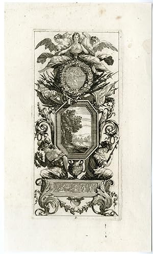 Antique Master Print-GROTESQUE-ORNAMENTAL PANEL-Dorigny-Vouet-c.1645-1646