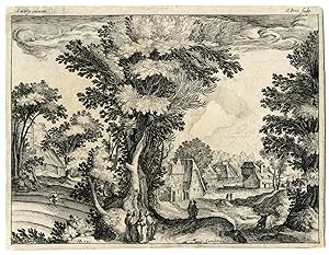 Antique Master Print-SOWING WHEAT-DEVIL-CHRIST-LANDSCAPE-Frisius-Savery-1599-1649