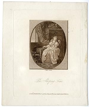 Antique Master Print-SLEEPING FAIR-YOUNG-WOMAN-Taylor-1787