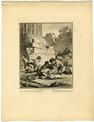 Rare-Antique Master Print-DIMPLE-GAME-STONES-URCHINS-Tilliard-Saint-Aubin-1770