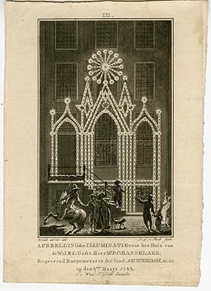 Antique Master Print-FIREWORKS-ILLUMINATION-AMSTERDAM-Van der Beek -Kok-1788