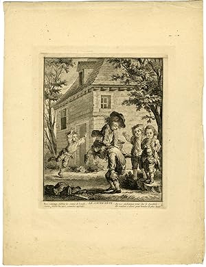 Antique Master Print-LEAP-FROG-GAMES-URCHINS-PARIS-Tilliard-Saint-Aubin-1770