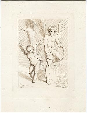 Antique Master Print-ANGELS-PUTTI-CUPID-DISARMED-Langer-Reni-c.1800
