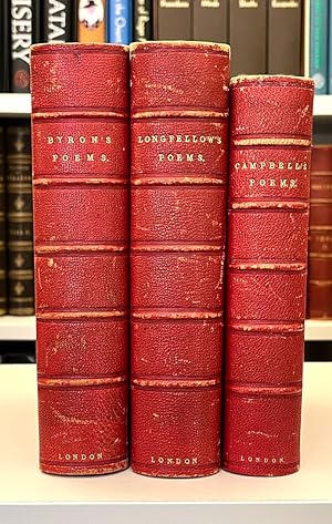 3 Poetry Volumes in Matching Bespoke Leather Bindings. The Poetical Works of Henry Wadsworth Long...