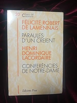 Imagen del vendedor de Paraules d'un creient. El llibre del poble. Conferncies de Notre-Dame a la venta por Llibreria Fnix