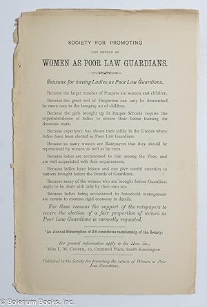 Society for promoting the return of Women as Poor Law Guardians