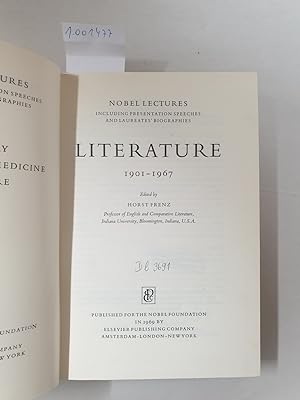 Bild des Verkufers fr Literature: 1901-67 (Nobel Lectures) : zum Verkauf von Versand-Antiquariat Konrad von Agris e.K.