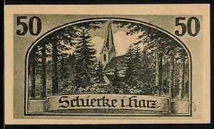 Bild des Verkufers fr Notgeld Schierke i. Harz 1921, 50 Pfennig, Goethe, Landschaft mit Faust und Mephisto, Neue Kirche zum Verkauf von Bartko-Reher