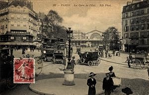 Ansichtskarte / Postkarte Paris, Ostbahnhof, Verkehr, Passanten
