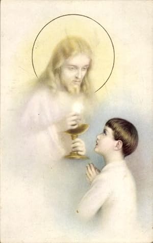 Ansichtskarte / Postkarte Junge betet zu Jesus