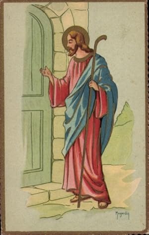 Künstler Ansichtskarte / Postkarte Jonjardin, Jesus klopft an die Tür