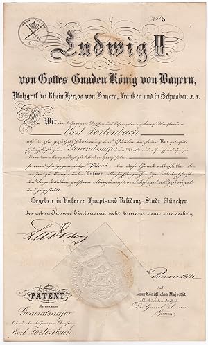 Ludwig II., King (1845-1886) - Document signed by the Fairy tale King (Neuschwanstein)