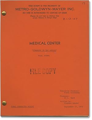 Bild des Verkufers fr Medical Center: Stranger in Two Worlds (Original screenplay for the 1973 television episode) zum Verkauf von Royal Books, Inc., ABAA