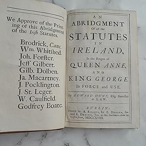 An abridgment of all the statutes in Ireland in the reigns of Queen Anne and King George in force...