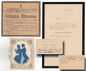 Strauss, Johann (1825-1899) - Autograph note on his personal visiting-card