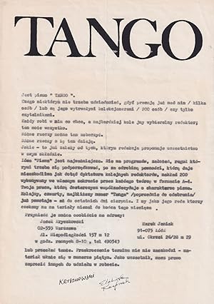 [POLISH UNOFFICIAL ART - KULTURA ZRZUTY] Jest pismo "TANGO" [There is a magazine called TANGO].