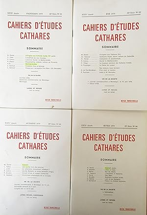 CAHIERS D'ÉTUDES CATHARES IIe Série N° 81 à 84 - 1979 XXXe Année