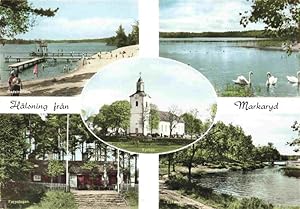 Postkarte Carte Postale 73978284 Markaryd Strand Schwaene Kirche Uferweg Fornstugan