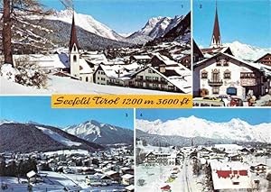 Postkarte Carte Postale 73978333 Seefeld Tirol Ortsansicht mit Kirche Panorama Karwendelgebirge W...