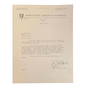 Typed Letter Signed Discussing the Lending of a Golden Cyclones Uniform in 1933