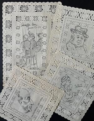 Collection of 78 Sketches on Vintage Paper Lace Placemats