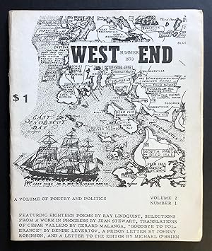 Bild des Verkufers fr West End, Volume 2, Number 1 (Summer 1973) - INSCRIBED by editor John Crawford zum Verkauf von Philip Smith, Bookseller