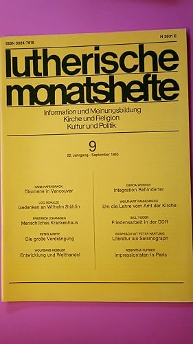 LUTHERISCHE MONATSHEFTE. Ökumenische Korrespondenz ; Kirche im Dialog mit Kultur, Wissenschaft un...
