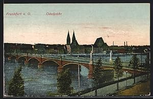 Ansichtskarte Frankfurt a. O., Oderbrücke mit Umgebung