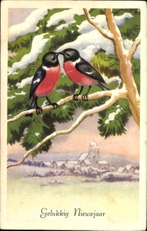Ansichtskarte / Postkarte Glückwunsch Neujahr, Vögel am Baum