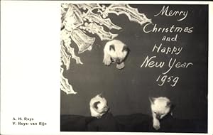 Ansichtskarte / Postkarte Glückwunsch Weihnachten und Neujahr, Katzen