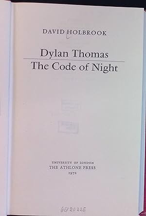 Bild des Verkufers fr Dylan Thomas: The Code of Night zum Verkauf von books4less (Versandantiquariat Petra Gros GmbH & Co. KG)