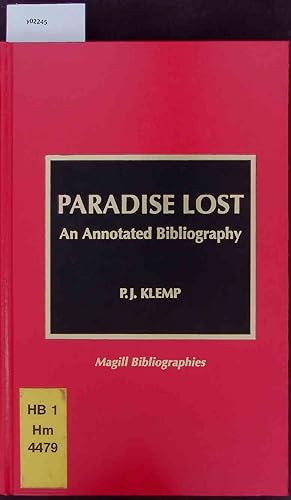Bild des Verkufers fr Paradise Lost. An Annotated Bibliography. zum Verkauf von Antiquariat Bookfarm