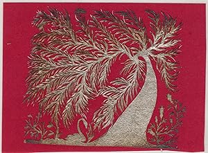 Fine and Intricately Wrought Cutwork Tree and River Scene