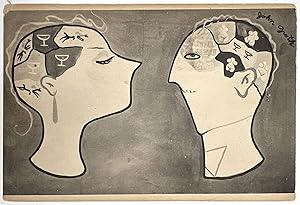 John Groth Mural Postcard - Male vs. Female Brain