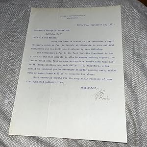 York PA Robert Lewis Congressman Letter Offers Cigars - President William McKinley Shot
