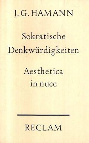 Bild des Verkufers fr Sokratische Denkwrdigkeiten. Aesthetica in nuce; zum Verkauf von nika-books, art & crafts GbR